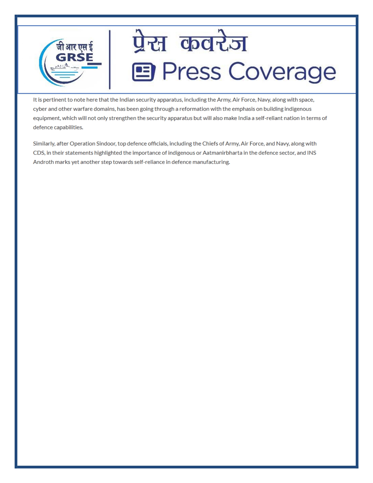 Press Coverage : 14 Sept 25:DAILYHUNT